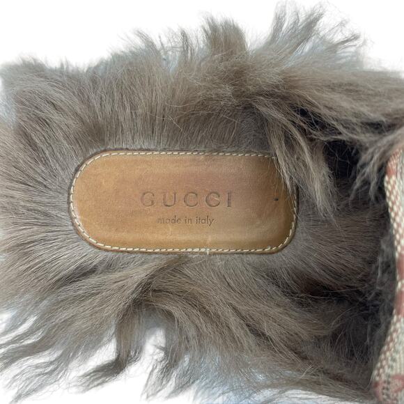 Gucci GG Monogram Fur Princetown Mules Horsebit Natural Size 39.5 - Picture 10 of 11